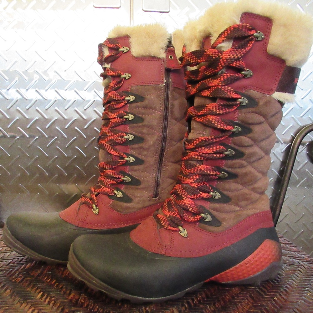 MERRELL WINTERBELLE PEAK MAHOGANY WATERPROOF WINTER BOOT! WOMEN'S SIZE 8.5
